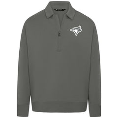 Toronto Blue Jays Levelwear Luxe Signature Quarter-Zip Chenille Logo Tri-Blend Sweatshirt for sale