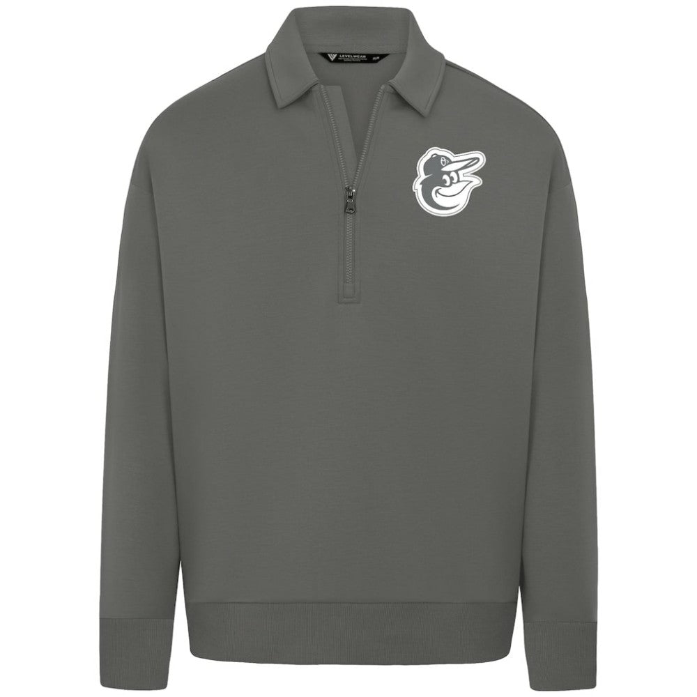 Baltimore Orioles Levelwear Luxe Signature Quarter-Zip Chenille Logo Tri-Blend Sweatshirt Discount