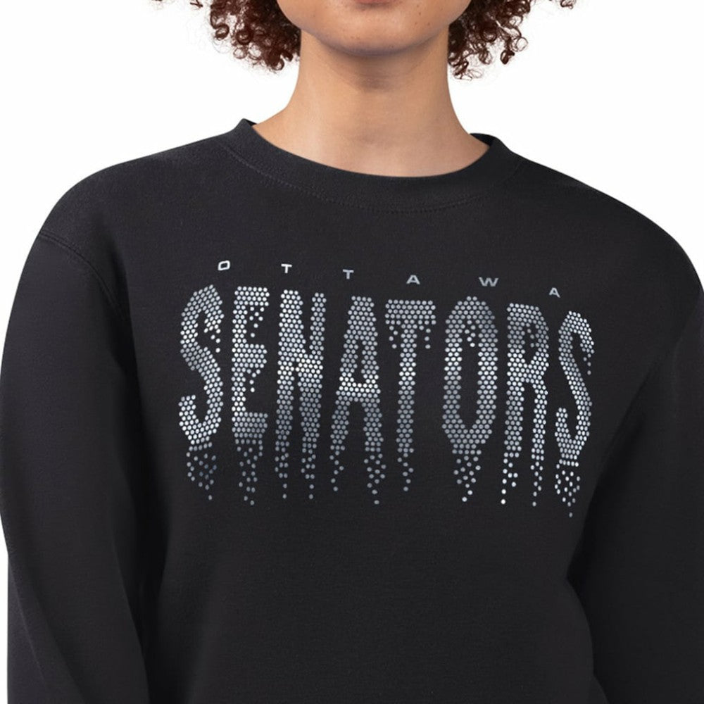Ottawa Senators G-III 4Her by Carl Banks Women's Metallic Drop Printed Fleece Sweatshirt - Black | NHL discount