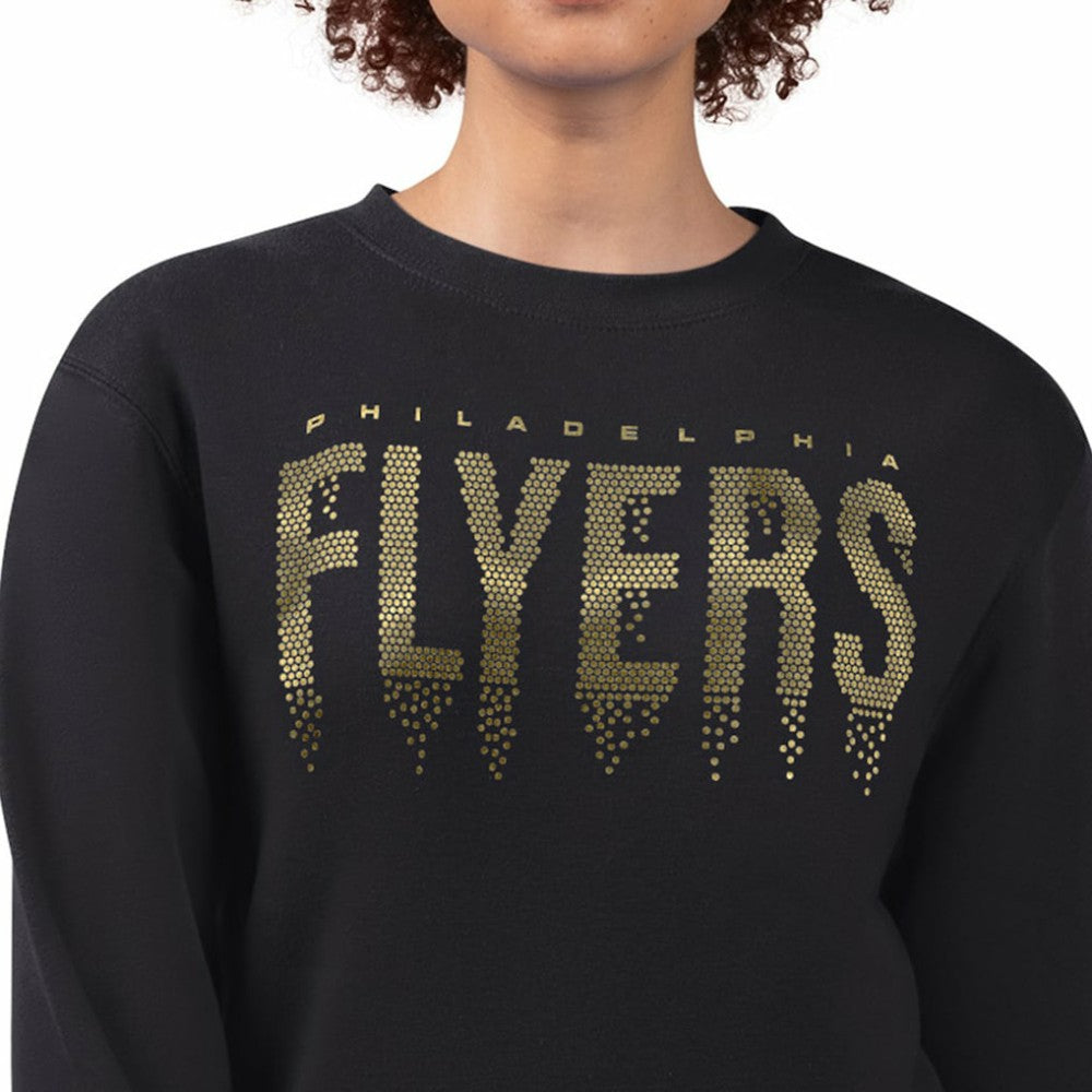 Philadelphia Flyers G-III 4Her by Carl Banks Women's Metallic Drop Printed Fleece Sweatshirt - Black | NHL discount