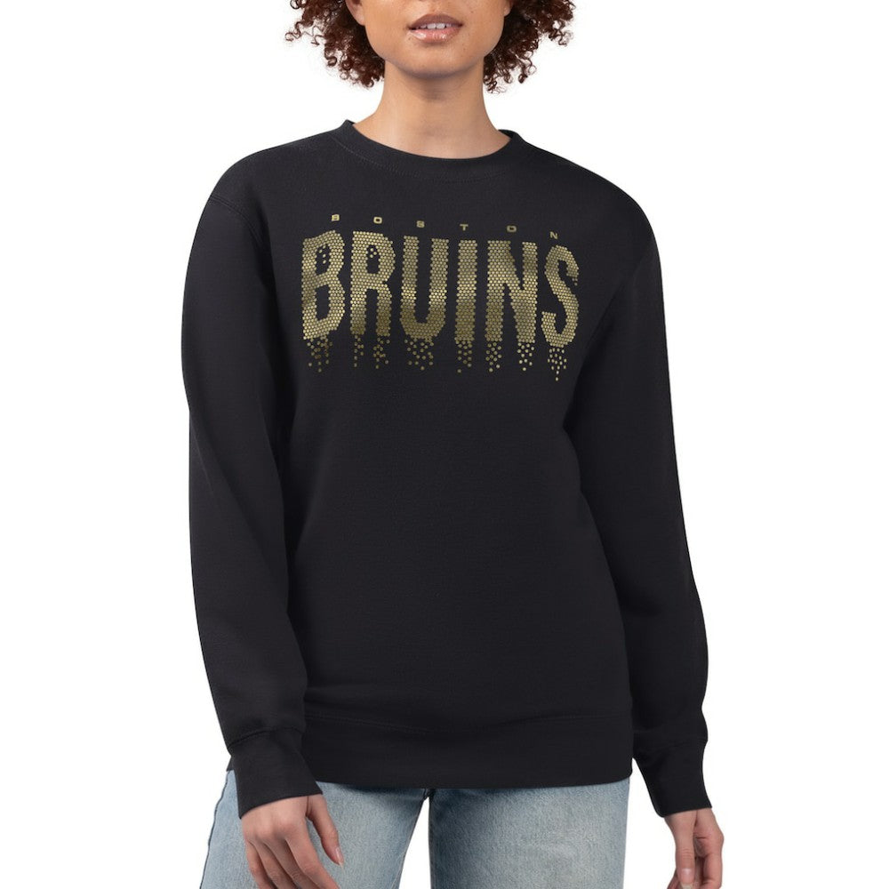 Boston Bruins G-III 4Her by Carl Banks Women's Metallic Drop Printed Fleece Sweatshirt - Black | NHL discount