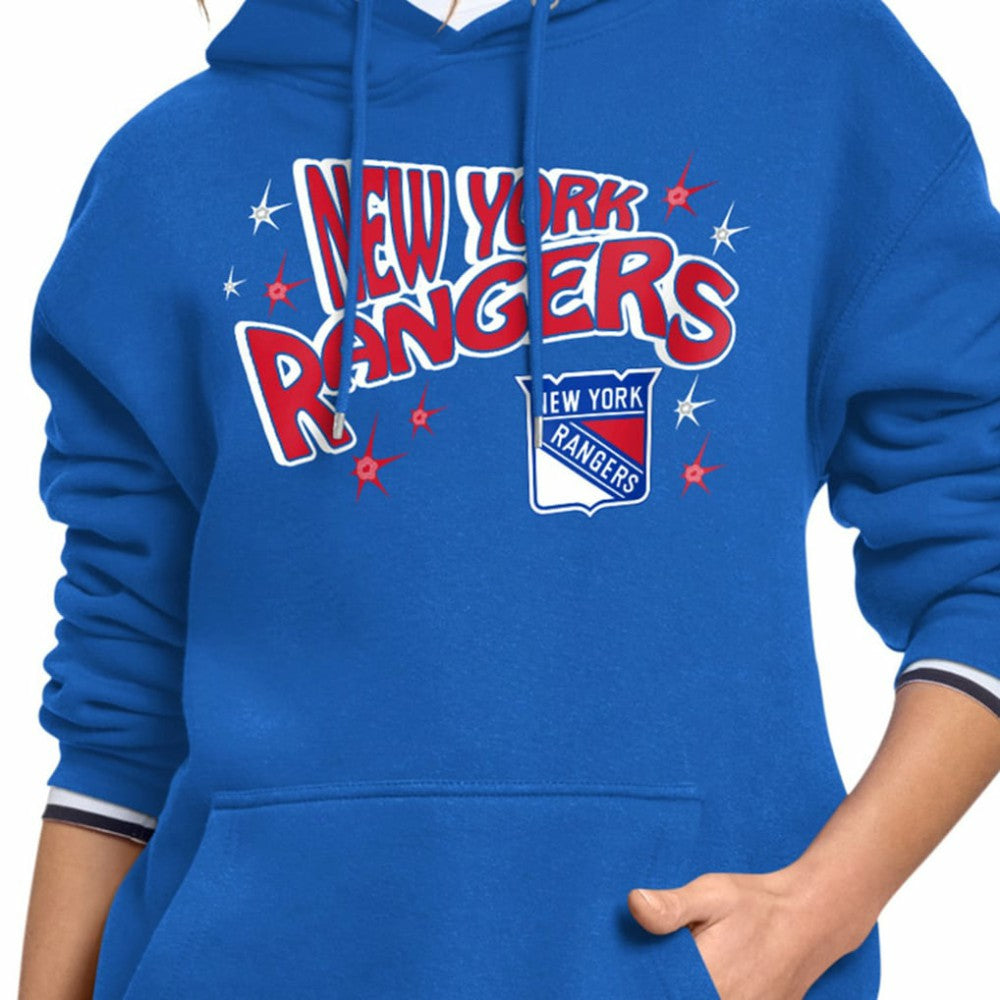 New York Rangers Starter Women's Fireworks Fleece Hoodie - Blue | NHL Lifestyle