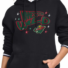 Minnesota Wild Starter Women's Fireworks Fleece Hoodie - Black | NHL Lifestyle