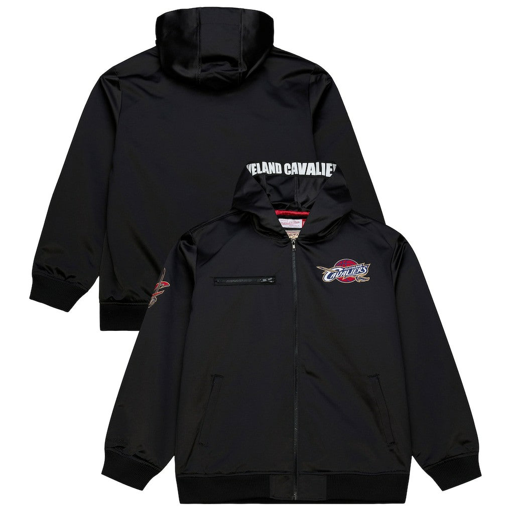 Mitchell & Ness Cleveland Cavaliers Hardwood Classics Nights Walk the Tunnel Satin Bomber Full-Snap Hooded Jacket Black