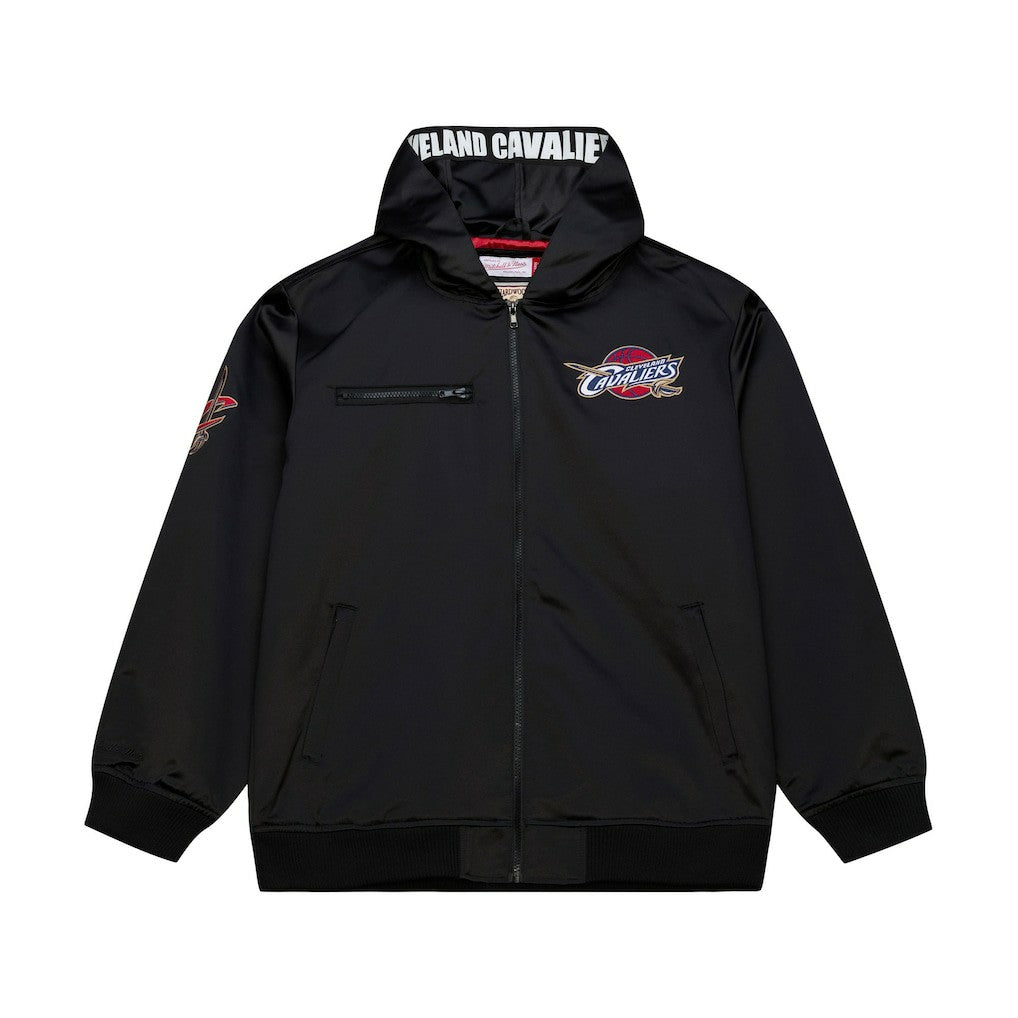 Mitchell & Ness Cleveland Cavaliers Hardwood Classics Nights Walk the Tunnel Satin Bomber Full-Snap Hooded Jacket Black