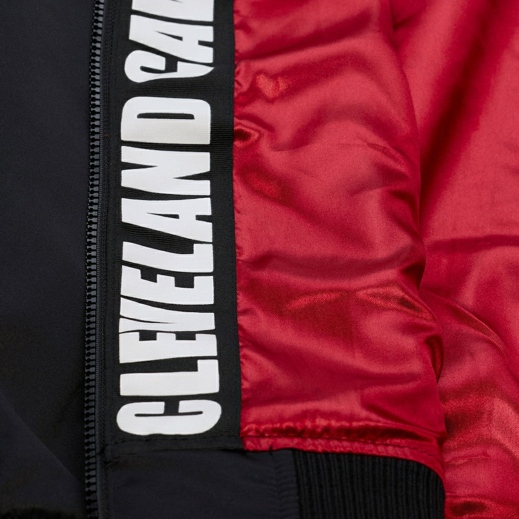 Mitchell & Ness Cleveland Cavaliers Hardwood Classics Nights Walk the Tunnel Satin Bomber Full-Snap Hooded Jacket Black