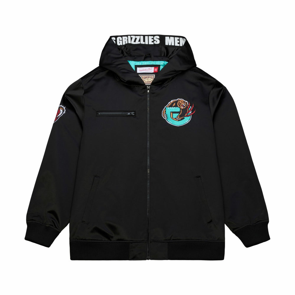 Mitchell & Ness Memphis Grizzlies Hardwood Classics Nights Walk the Tunnel Satin Bomber Full-Snap Hooded Jacket Black