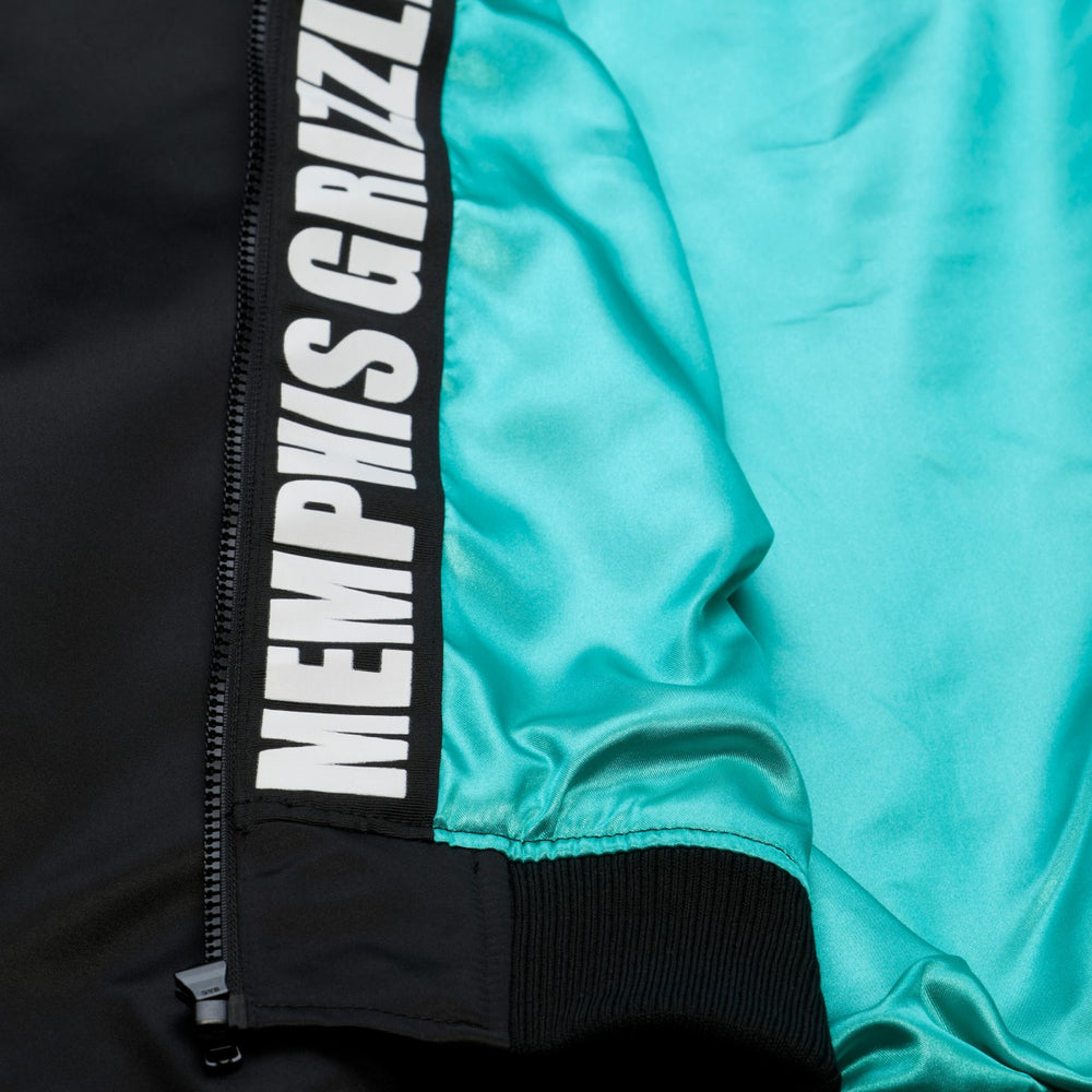 Mitchell & Ness Memphis Grizzlies Hardwood Classics Nights Walk the Tunnel Satin Bomber Full-Snap Hooded Jacket Black
