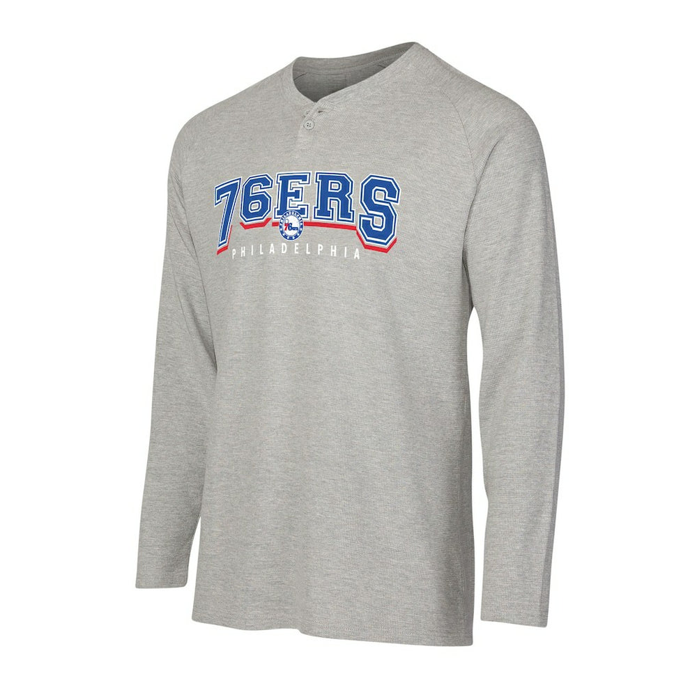 Philadelphia 76ers Concepts Sport Hawthorn Thermal Knit Long Sleeve Henley T-Shirt Gray