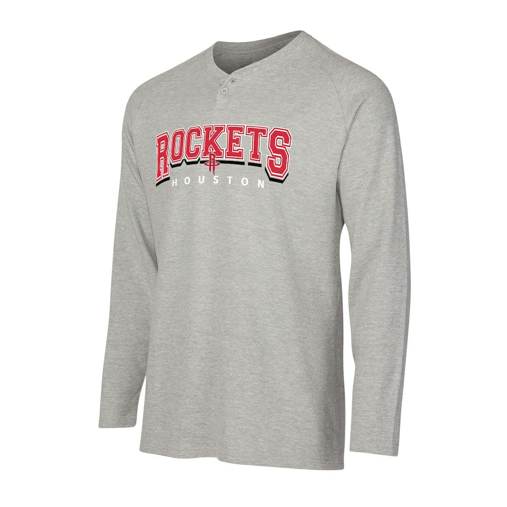 Houston Rockets Concepts Sport Hawthorn Thermal Knit Long Sleeve Henley T-Shirt Gray