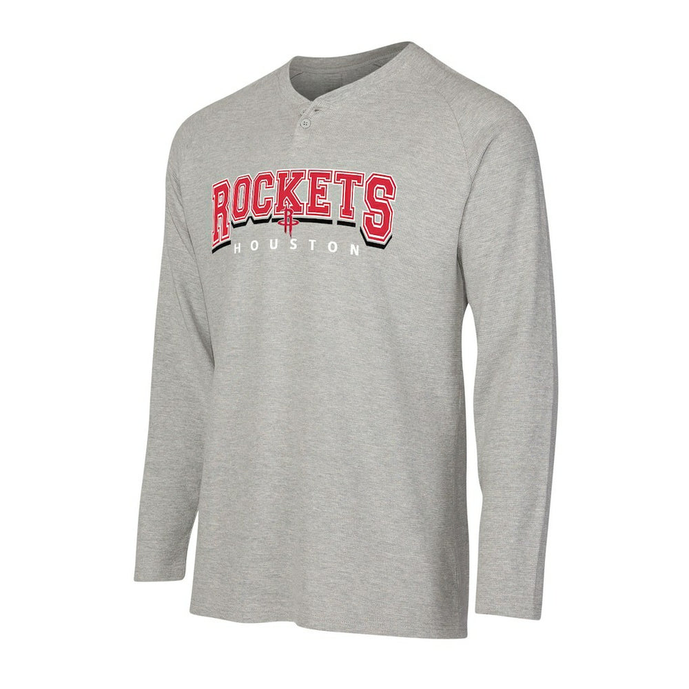 Houston Rockets Concepts Sport Hawthorn Thermal Knit Long Sleeve Henley T-Shirt Gray