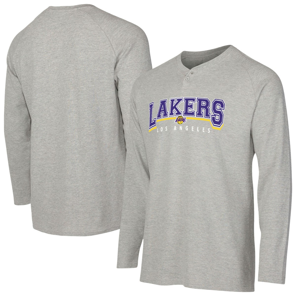 Los Angeles Lakers Concepts Sport Hawthorn Thermal Knit Long Sleeve Henley T-Shirt Gray