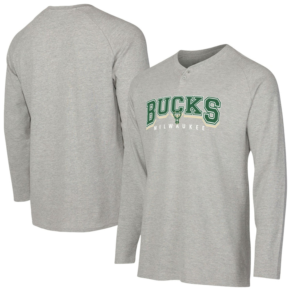 Milwaukee Bucks Concepts Sport Hawthorn Thermal Knit Long Sleeve Henley T-Shirt Gray