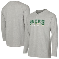 Milwaukee Bucks Concepts Sport Hawthorn Thermal Knit Long Sleeve Henley T-Shirt Gray