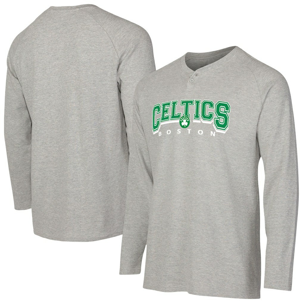Boston Celtics Concepts Sport Hawthorn Thermal Knit Long Sleeve Henley T-Shirt Gray