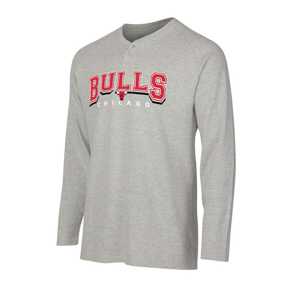 Chicago Bulls Concepts Sport Hawthorn Thermal Knit Long Sleeve Henley T-Shirt Gray