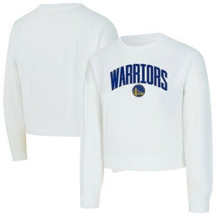 Golden State Warriors Concepts Sport Women's Laney Chenille Cropped Long Sleeve T-Shirt White