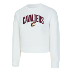Cleveland Cavaliers Concepts Sport Women's Laney Chenille Cropped Long Sleeve T-Shirt White