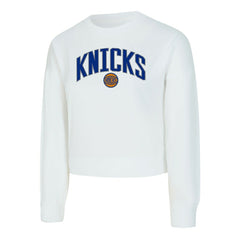 New York Knicks Concepts Sport Women's Laney Chenille Cropped Long Sleeve T-Shirt White