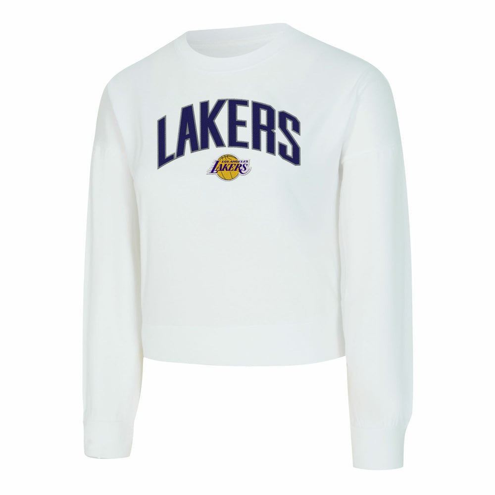 Los Angeles Lakers Concepts Sport Women's Laney Chenille Cropped Long Sleeve T-Shirt White