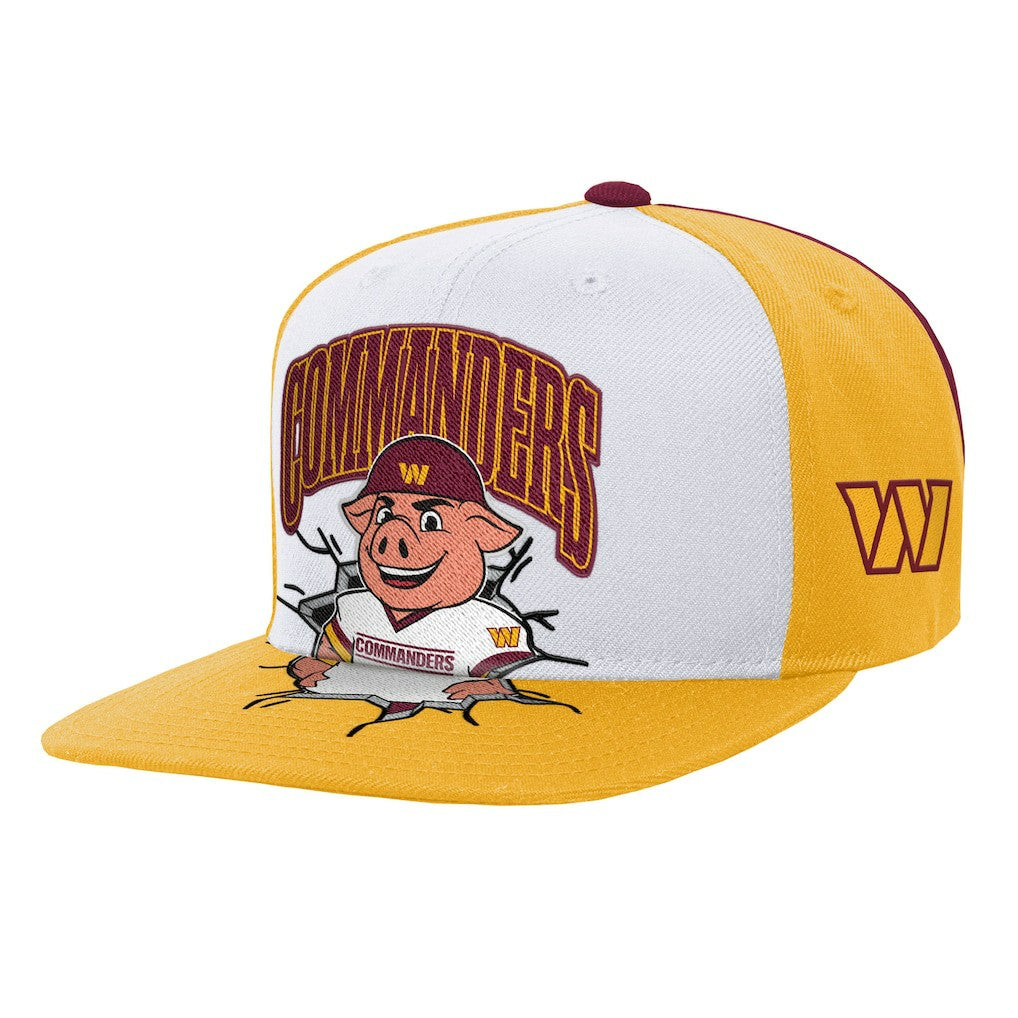 Washington Commanders Youth Team Mascot Snapback Hat - White - Mitchell & Ness