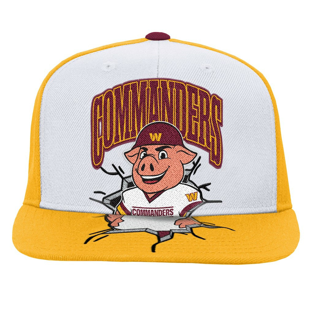 Washington Commanders Youth Team Mascot Snapback Hat - White - Mitchell & Ness