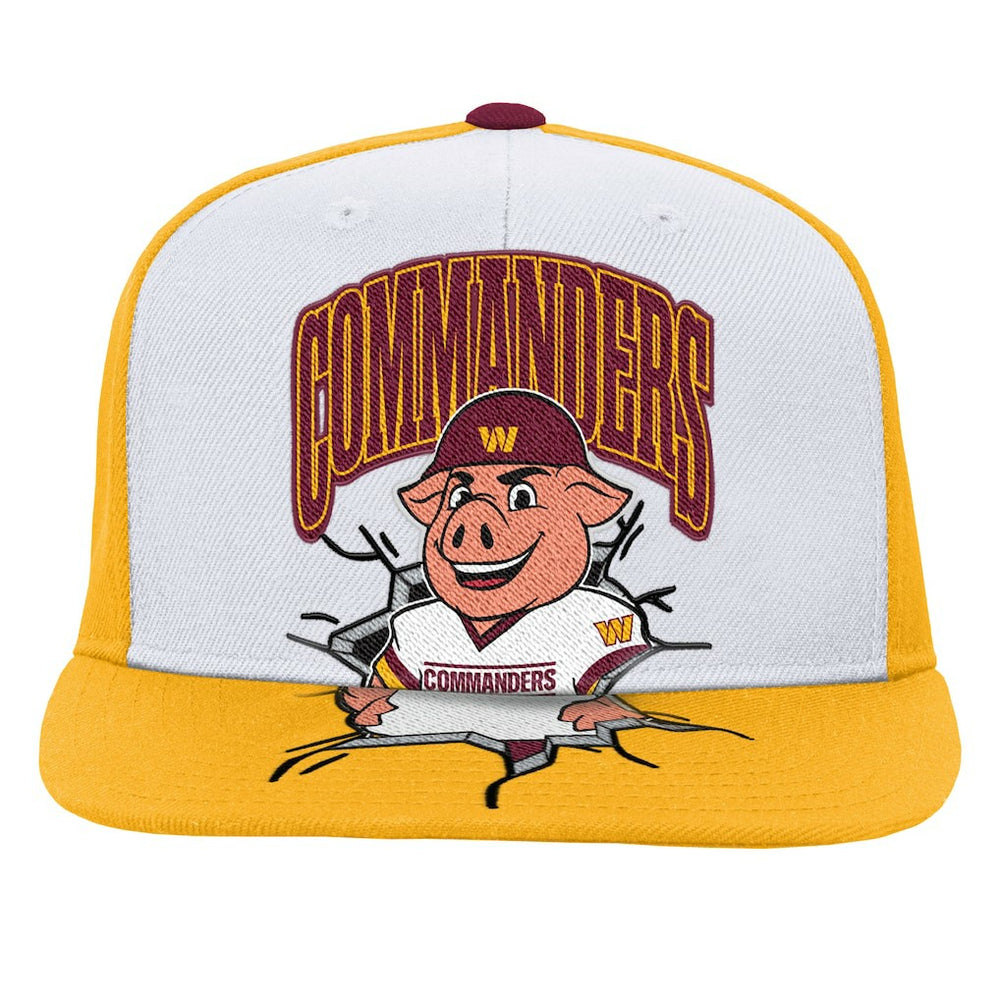 Washington Commanders Youth Team Mascot Snapback Hat - White - Mitchell & Ness