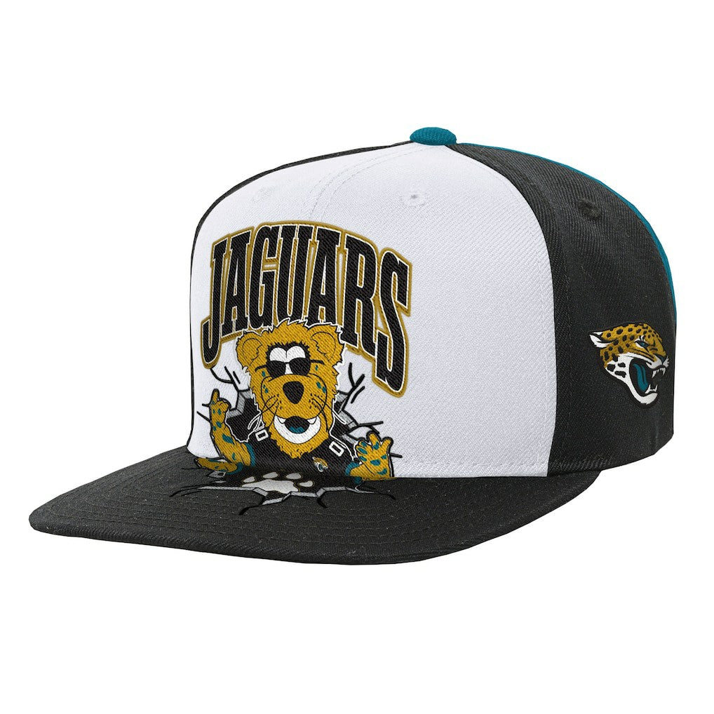 Jacksonville Jaguars Youth Team Mascot Snapback Hat - White - Mitchell & Ness