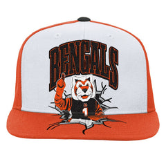 Cincinnati Bengals Youth Team Mascot Snapback Hat - White - Mitchell & Ness