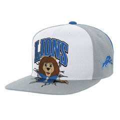 Detroit Lions Youth Team Mascot Snapback Hat - White - Mitchell & Ness