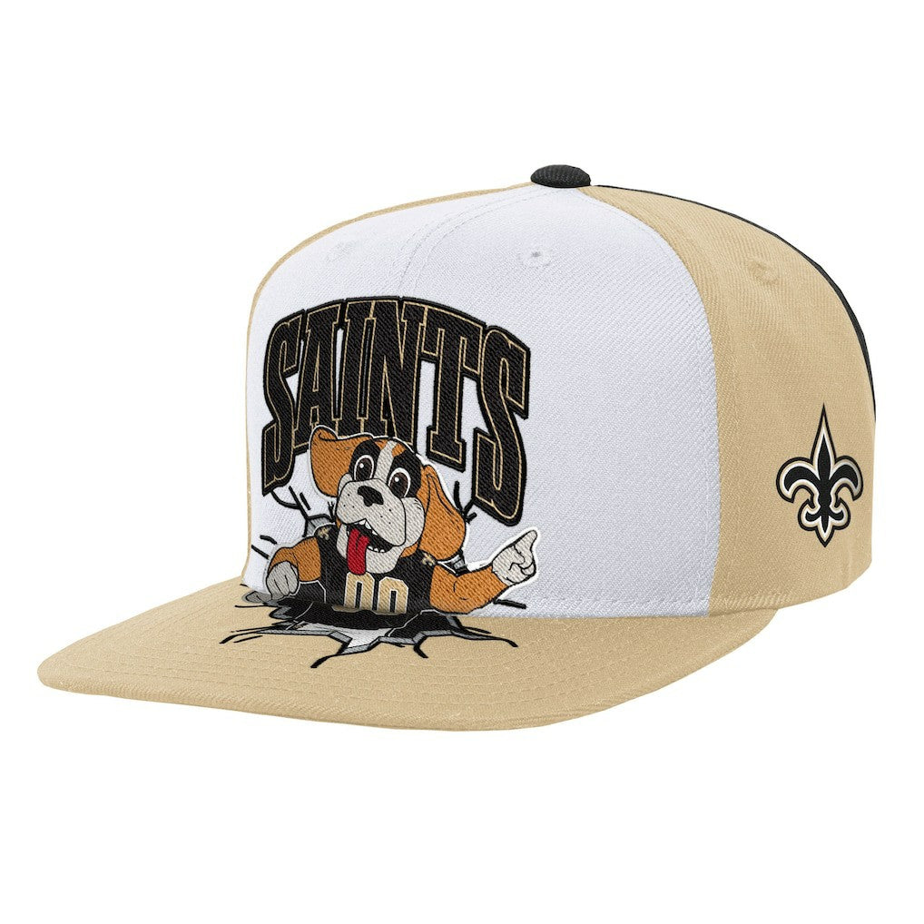 New Orleans Saints Youth Team Mascot Snapback Hat - White - Mitchell & Ness