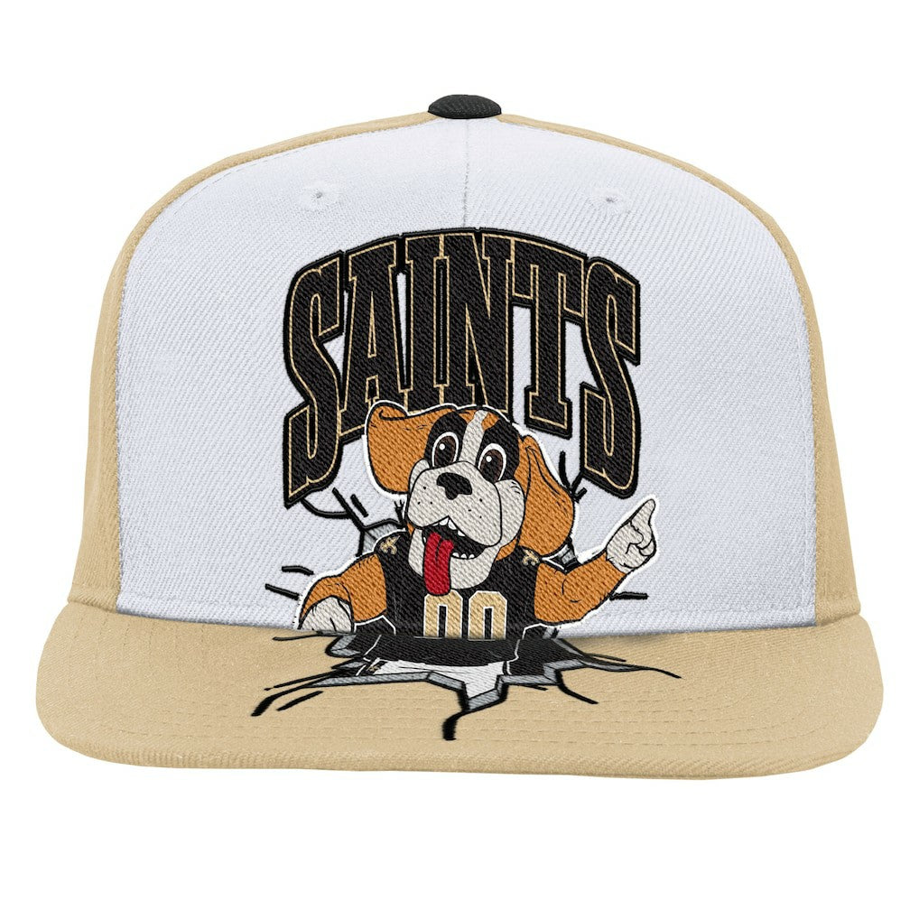 New Orleans Saints Youth Team Mascot Snapback Hat - White - Mitchell & Ness