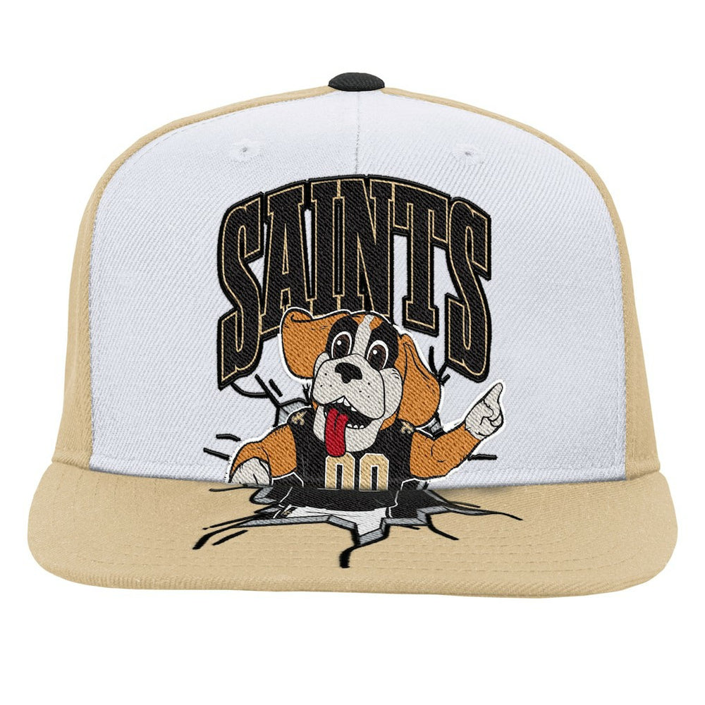 New Orleans Saints Youth Team Mascot Snapback Hat - White - Mitchell & Ness
