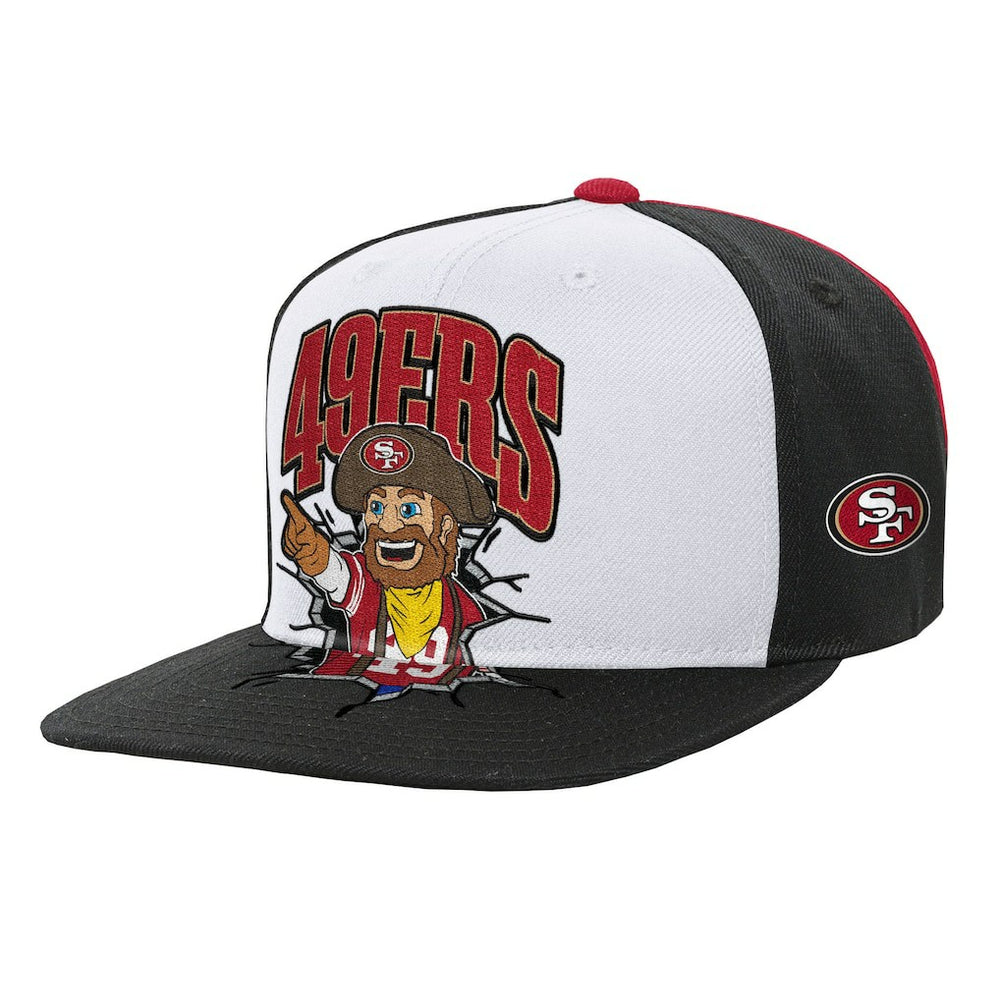 San Francisco 49ers Youth Team Mascot Snapback Hat - White - Mitchell & Ness