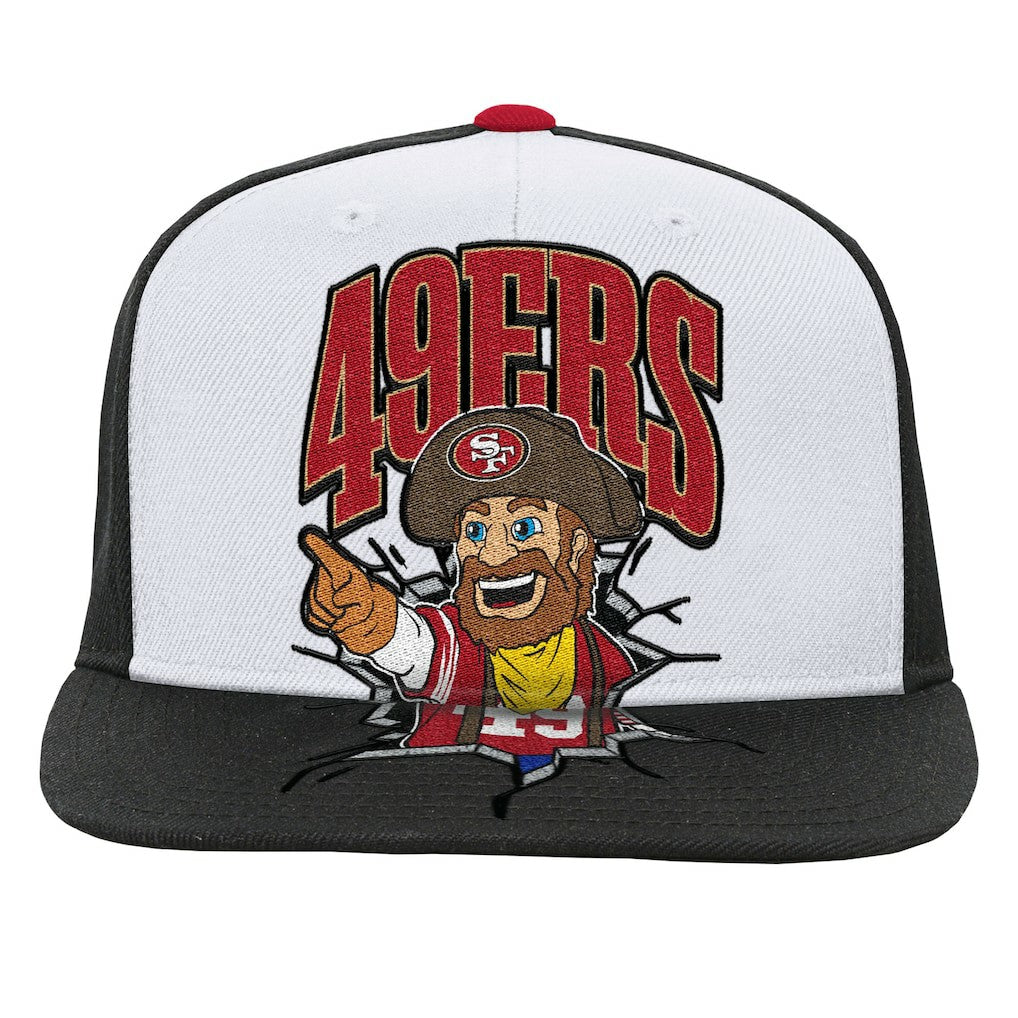 San Francisco 49ers Youth Team Mascot Snapback Hat - White - Mitchell & Ness