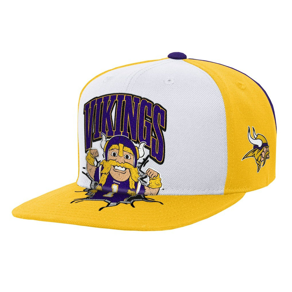 Minnesota Vikings Youth Team Mascot Snapback Hat - White - Mitchell & Ness