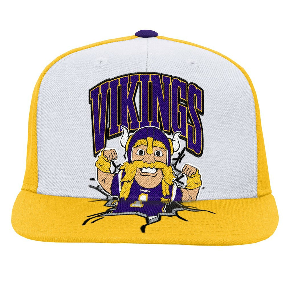 Minnesota Vikings Youth Team Mascot Snapback Hat - White - Mitchell & Ness