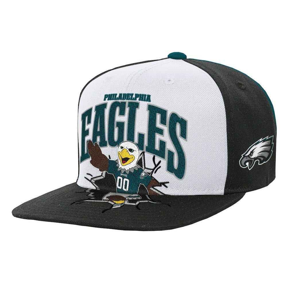 Philadelphia Eagles Youth Team Mascot Snapback Hat - White - Mitchell & Ness