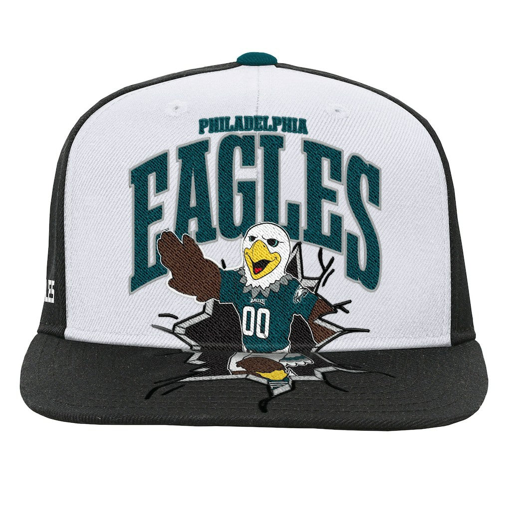 Philadelphia Eagles Youth Team Mascot Snapback Hat - White - Mitchell & Ness
