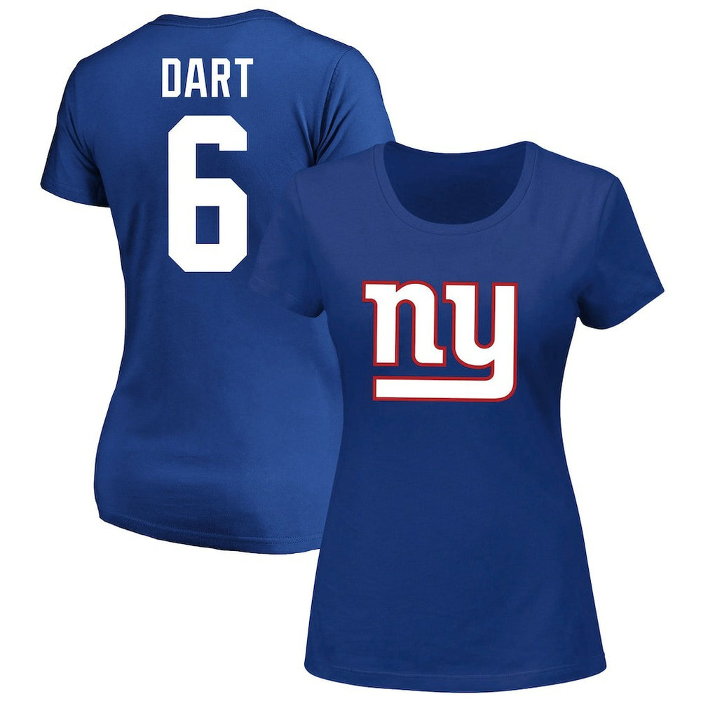 Jaxson Dart New York Giants Women's Plus Size Name & Number Scoop Neck T-Shirt - Royal - Fanatics