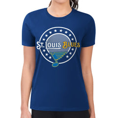 St. Louis Blues G-III 4Her by Carl Banks Women's Super-Slim Lightweight Pinstripe Circle Graphic T-Shirt - Royal | NHL online