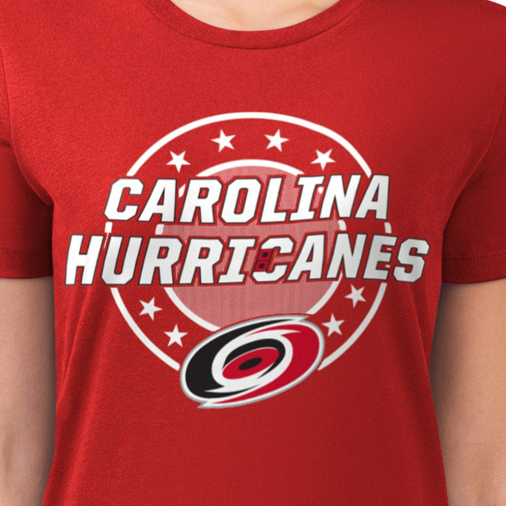 Carolina Hurricanes G-III 4Her by Carl Banks Women's Super-Slim Lightweight Pinstripe Circle Graphic T-Shirt - Red | NHL on sale