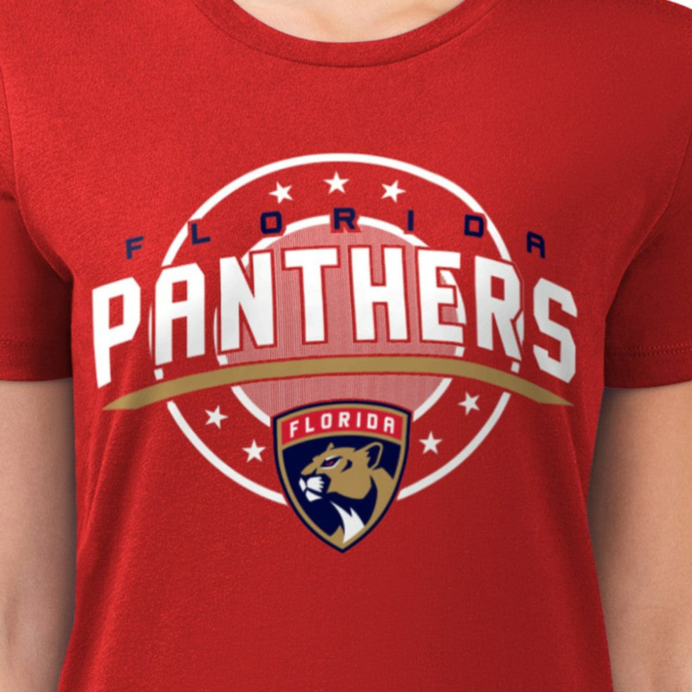Florida Panthers G-III 4Her by Carl Banks Women's Super-Slim Lightweight Pinstripe Circle Graphic T-Shirt - Red | NHL Lifestyle