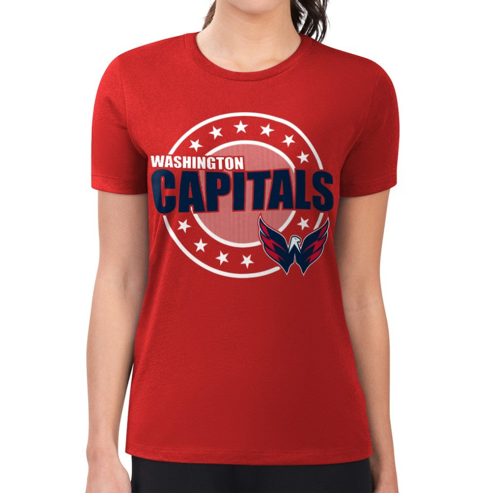 Washington Capitals G-III 4Her by Carl Banks Women's Super-Slim Lightweight Pinstripe Circle Graphic T-Shirt - Red | NHL online