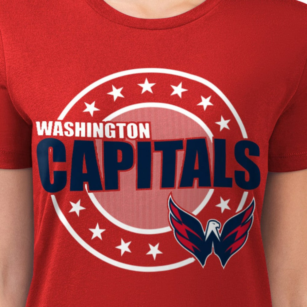 Washington Capitals G-III 4Her by Carl Banks Women's Super-Slim Lightweight Pinstripe Circle Graphic T-Shirt - Red | NHL online