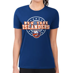 New York Islanders G-III 4Her by Carl Banks Women's Super-Slim Lightweight Pinstripe Circle Graphic T-Shirt - Royal | NHL discount