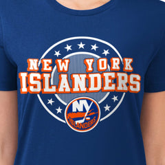 New York Islanders G-III 4Her by Carl Banks Women's Super-Slim Lightweight Pinstripe Circle Graphic T-Shirt - Royal | NHL discount