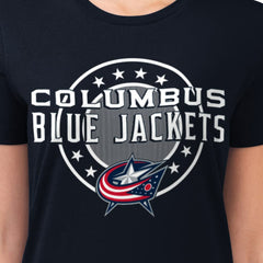 Columbus Blue Jackets G-III 4Her by Carl Banks Women's Super-Slim Lightweight Pinstripe Circle Graphic T-Shirt - Navy | NHL on sale