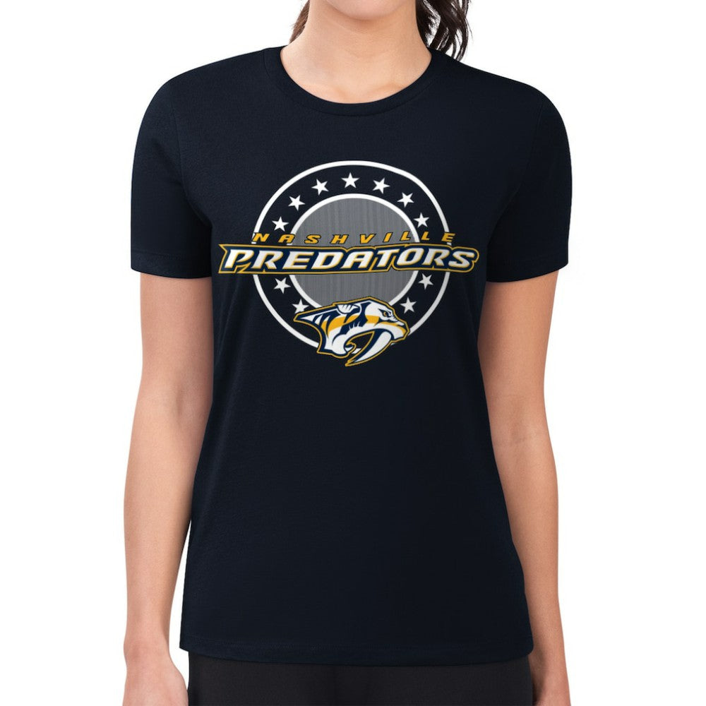 Nashville Predators G-III 4Her by Carl Banks Women's Super-Slim Lightweight Pinstripe Circle Graphic T-Shirt - Navy | NHL discount