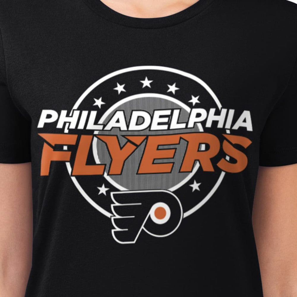 Philadelphia Flyers G-III 4Her by Carl Banks Women's Super-Slim Lightweight Pinstripe Circle Graphic T-Shirt - Black | NHL on sale